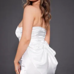 Maternité Robe De Grossesse Moulante Satinée Blanche à Dos Noué -Jolie Vêtue Soldes Magasin 5728223f228934860e492cc96ddbd968d1a5476b cnb6487 1