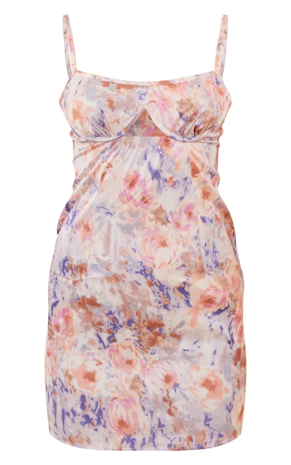 Robe Droite Rose Imprimé Abtrait à Buste Découpé Et Armatures 7 Robe Droite Rose Imprimé Abtrait à Buste Découpé Et Armatures – Image 5