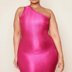 Plus Robe Moulante Plissée Rose Vif à épaule Unique 9 Plus Robe Moulante Plissée Rose Vif à épaule Unique -Jolie Vêtue Soldes Magasin 579554f77f088573d2ba645aa356ac225f4ea36d cne4177 3