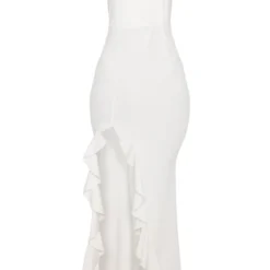 Robe Longue Blanche à Bretelle Unique Et Ourlet Volanté -Jolie Vêtue Soldes Magasin 57ea319242e2086111e6b2f63d9db0d522f12d86 CLX8686 3