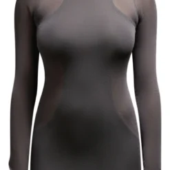 Robe Manches Longues Gris Anthracite En Maille Tricot Transparente à Doublure Au Col Nageur -Jolie Vêtue Soldes Magasin 584fc6ced56d7e1e211057240b1ad846485e434e cnb8418 5