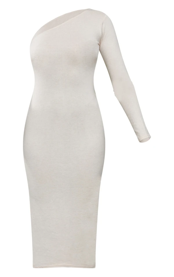 Logic Robe Asymétrique Longue En Jersey Brossé Avoine Chiné 7 Logic Robe Asymétrique Longue En Jersey Brossé Avoine Chiné – Image 5