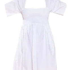 Maternité Mini Robe Babydoll De Grossesse Blanche Froncée Sur Le Buste -Jolie Vêtue Soldes Magasin 58742b286b97973676000d8a6e7dad51aa839caa cmy0820 6