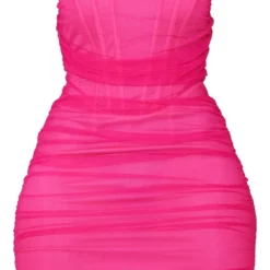 Shape Robe Moulante En Mesh Rose Vif à Détail Corset Et Fronces -Jolie Vêtue Soldes Magasin 5880f3106af0a07545d8c02ce5240ca4f9ec1459 cmy0751 6