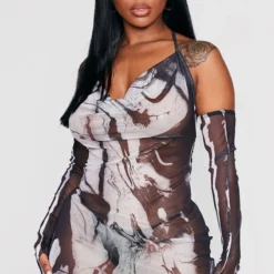 Shape Mini Robe En Mesh Imprimé Noir à épaules Dénudées 8 Shape Mini Robe En Mesh Imprimé Noir à épaules Dénudées -Jolie Vêtue Soldes Magasin 58891b2c18ff710aad697f67bdfa26b3fc931a3e cnd2601 3