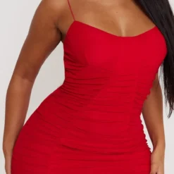 Shape Robe Moulante En Mesh Rouge Très Froncée à Détail Bonnets -Jolie Vêtue Soldes Magasin 58a269ff160cc92f0ba1b9e80606f75e47122abf cna8704 4