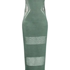 Tall Robe Longue En Crochet Vert Olive à Décolleté -Jolie Vêtue Soldes Magasin 5922f948a0f930492193f6d1c104875a6f62331b cmw6872 6