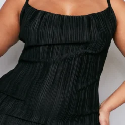 Plus Robe Longue Plissée Noire à Col Bénitier -Jolie Vêtue Soldes Magasin 59571b86160461422b151f06e434ffb92760657d cne2076 4