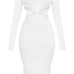 Robe Longue Côtelée Blanche à Manches Longues, Découpe Et Torsade -Jolie Vêtue Soldes Magasin 59634fcaf7925f71d235d9dce06260a5bc4ba20f cmw6618 6