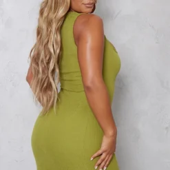 Shape Robe Moulante Texturée Vert Olive à Col Carré -Jolie Vêtue Soldes Magasin 5972242338797b82f8d73368e44d36a0f9946e56 cna8730 2