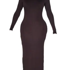 Shape Robe Longue Douce Chocolat à Manches Longues -Jolie Vêtue Soldes Magasin 599956dd349b834cb400e464539d8fca7014f793 cnd2638 5