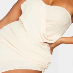 Plus Robe Moulante Nude En Mousseline De Soie Effet Drapé à Bonnets -Jolie Vêtue Soldes Magasin 59d6b950886ecf7de523888f0eb9f21133a27f72 cmn9544 4