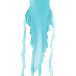 Robe De Plage Bustier En Mesh Bleu Turquoise à Volants -Jolie Vêtue Soldes Magasin 59e9e60148300a6ab7352240f206599bf5c56843 cne4510 5