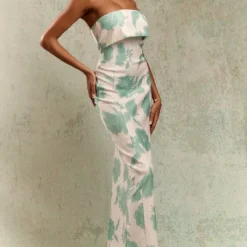 Robe Bustier Longue Sauge Fleurie Repliée -Jolie Vêtue Soldes Magasin 59f20b6d70b879acf200e308bd35a346646b1ecc cne8510 3