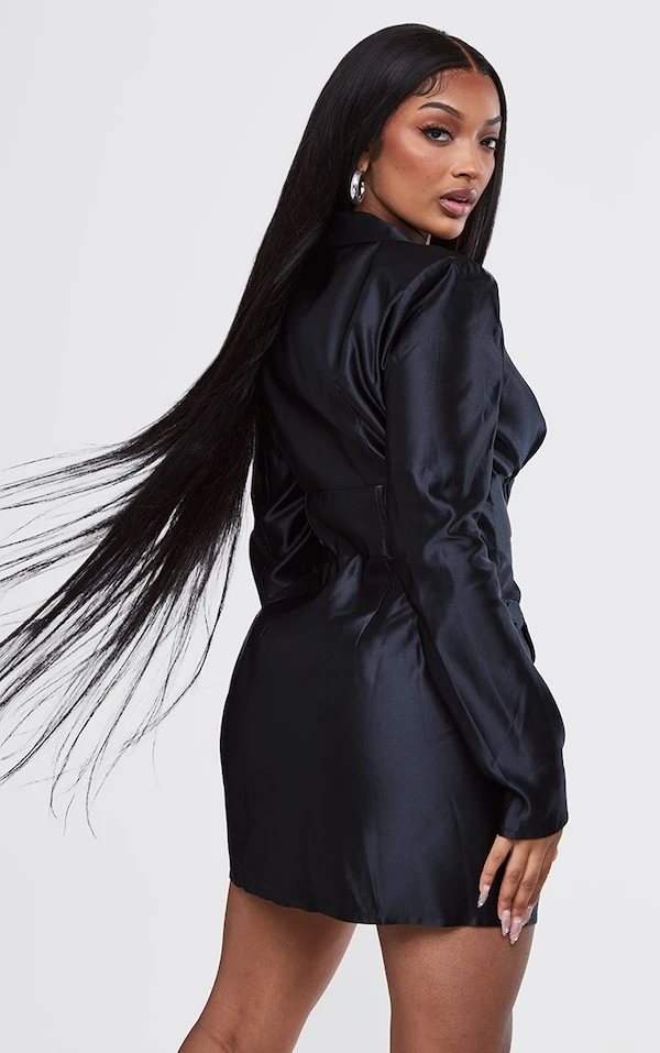 Shape Robe Blazer Satinée Noire Détail Corset 4 Shape Robe Blazer Satinée Noire Détail Corset – Image 2