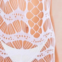 Robe De Plage Découpée Blanche -Jolie Vêtue Soldes Magasin 5a636de4c1336786bbc4e7935d11e00689d23ce8 cne5001 4