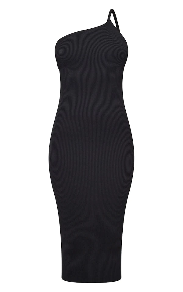 Robe Asymétrique Longue Noire En Maille Tricot 7 Robe Asymétrique Longue Noire En Maille Tricot – Image 5