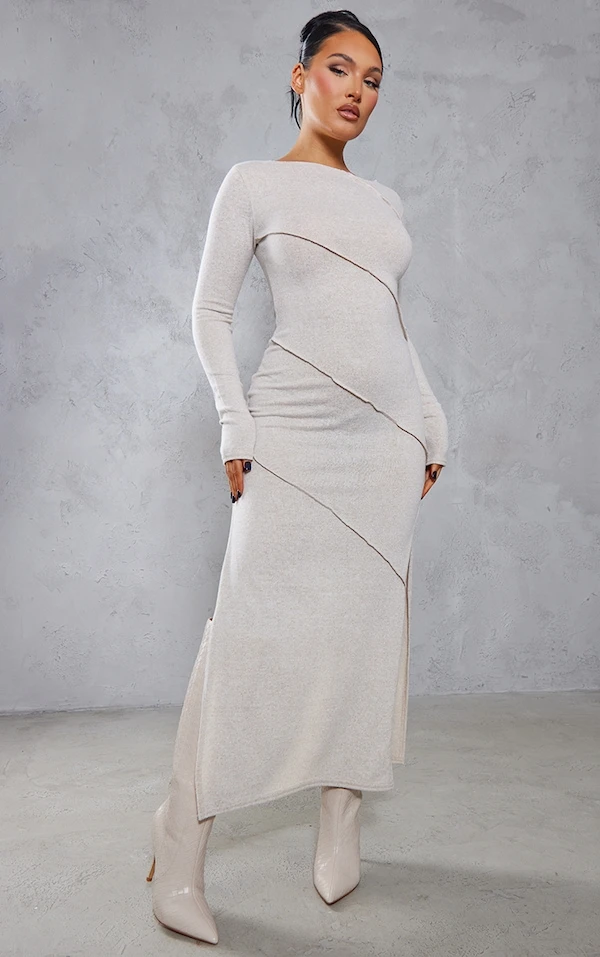 Logic Robe Mi-longue Avoine à Détail Liserés 3 Logic Robe Mi-longue Avoine à Détail Liserés