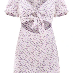 Robe Droite Lilas Fleurie à Manches Courtes Et Devant Noué -Jolie Vêtue Soldes Magasin 5c1347e668df3d28a8e1ba5fed135ee8f7102da2 cnd4038 5