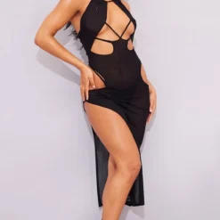 Robe Longue En Maille Tricot Transparente Noire Découpée -Jolie Vêtue Soldes Magasin 5c14ac6c2f93556aa162ed16e26a922dab9b5b91 cmw8528 4