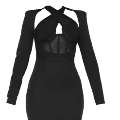 Robe Moulante Noire Croisée Devant Détail Corset -Jolie Vêtue Soldes Magasin 5d061688477d2dcda8a6ce8010650b78e9e9b64a cmu5455 6