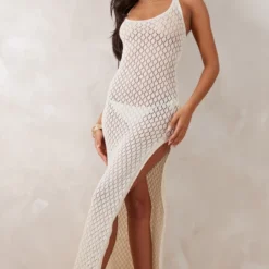 Tall Robe Longue En Maille Crochetée Crème à Dos Nu -Jolie Vêtue Soldes Magasin 5d4afab1ba269c88ef8b1e712e52afe0553318ab cne2396 3