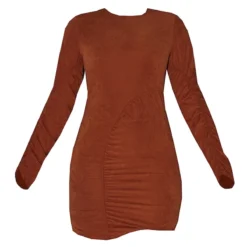 Robe Chemise Froncée En Diagonale Chocolat à Col Ras -Jolie Vêtue Soldes Magasin 5dace3d41a55abbf27870dba0cc488bf64e0e93e cmv9153 6