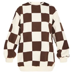 Robe Pull Oversize En Sweat Crème Imprimé Damier -Jolie Vêtue Soldes Magasin 5dd3d788136944db34a579b722cafe740f5ca108 cmw4401 6