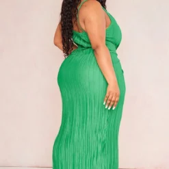 Plus Robe Mi-longue Verte Imprimé Abstrait à Bretelles Et Jupe Plissée -Jolie Vêtue Soldes Magasin 5de2a2b96d0cde87a77f0a8ce6e2922848d347a7 cne5245 2