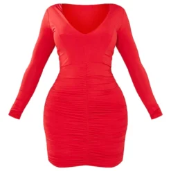 Shape - Mini Robe Moulante Froncée Rouge -Jolie Vêtue Soldes Magasin 5de40b5266a43a347bf1befeb182cd52c6358f2a clt8402 6