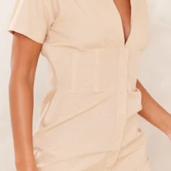 Robe Chemise Effet Lin Gris Pierre à Manches Courtes Et Taille Cintrée -Jolie Vêtue Soldes Magasin 5f7ab024e0dc2787d7ed8bac5e34c94ce08e680b cne2854 4