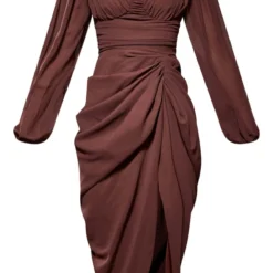 Robe Mi-longue En Mousseline De Soie Chocolat à Lacer Dans Le Dos Et Manches Longues -Jolie Vêtue Soldes Magasin 5fb41f77ccb85ca078cfd239e8e983789cc37b08 cnc3053 5
