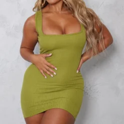 Shape Robe Moulante Texturée Vert Olive à Col Carré -Jolie Vêtue Soldes Magasin 602ff681f08ecdea6227c4818be15696528f4f43 cna8730 4