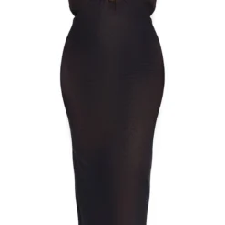 Plus Robe De Plage Longue Découpée Noire à Empiècement Martelé -Jolie Vêtue Soldes Magasin 6036d60822cb1a364ee052bb04101b0a4a732ece cne4126 5