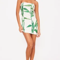 Robe Bustier Moulante Verte Imprimé Feuilles -Jolie Vêtue Soldes Magasin 60f10d9fbcbdc90a7aba33f16c574e7562d4c332 cne8472 3