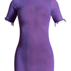 Mini Robe En Maille Tricot Transparente Violette à Ourlet Effiloché -Jolie Vêtue Soldes Magasin 61a44cf1c6cb47e27a93333e923d78995b8a48c1 cna9223 5