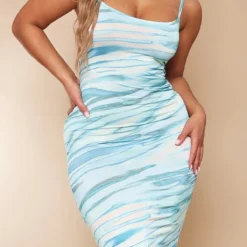 Shape Robe Moulante Longue Bleue Imprimé Texturé à Bretelles Spaghetti -Jolie Vêtue Soldes Magasin 61a69c5a57751a666187c59213b5b4f0f8456db4 cne0630 4