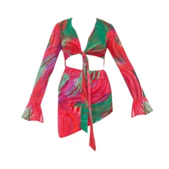 Robe Chemise Cache-coeur Moulante Multicolore Imprimé Abstrait -Jolie Vêtue Soldes Magasin 61cc99d4ead46346e116675eff3b65f658b72228 cmy7903 6