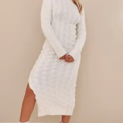 Robe Longue Blanche En Maille Tricot -Jolie Vêtue Soldes Magasin 621de857e63604a3dc677d9382a96e8b503a58a3 cmz8138 3