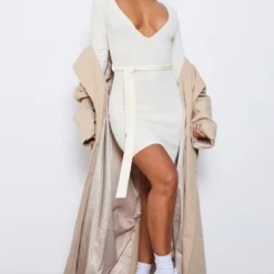 Robe Moulante Crème à Dos Nu Noué Et Manches Longues -Jolie Vêtue Soldes Magasin 623cd41813db18cc28f2db5f2f829ba70a03ada8 cnd4070 3