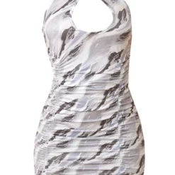 Robe Moulante Froncée Grise à Col Croisé -Jolie Vêtue Soldes Magasin 62870eaa1562d9625fb09e5f794712c648b931ca cnd7715 5