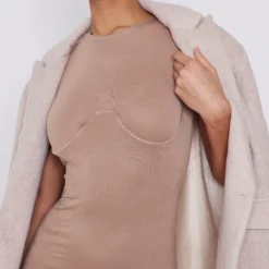 Robe Longue Marron En Maille Douce à Armatures -Jolie Vêtue Soldes Magasin 629c60259b598bdf1226a4fd0816547a3d3b7aff cnd1301 4