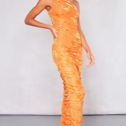 Robe Longue Asymétrique Dévorée Orange Fleurie -Jolie Vêtue Soldes Magasin 62d0eae92934dc60ac4186df8d7411e9ae79140c cne2929 3