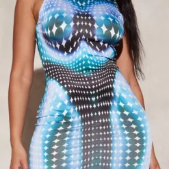 Shape Robe Longue Sans Manches Imprimé Abstrait Bleu à Dos échancré -Jolie Vêtue Soldes Magasin 6329a18799a90f61233834ed38150d16b4dd5e0c cnd7450 4