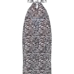 Robe De Plage Longue Effet Lin Noir Et Blanc Imprimé Zèbre à Dos Nu Et Découpes -Jolie Vêtue Soldes Magasin 633cd718597aa1d298f228f280c87d32edb0f6ff cmw0639 6