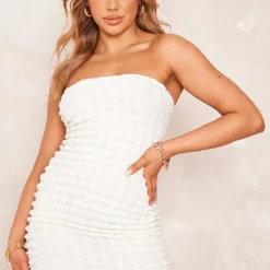 Shape Robe Bustier Moulante Texturée Blanche