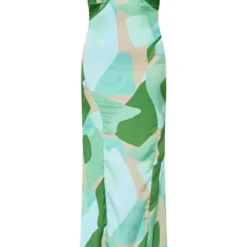 Robe Longue Imprimée Abstrait Vert à Bretelles Et Détail Buste -Jolie Vêtue Soldes Magasin 639147023aa86b95e27c941bcd808b749311cd7c cmz1489 6