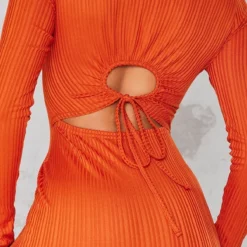 Robe Moulante Rouille à Manches Longues Nouée Dans Le Dos -Jolie Vêtue Soldes Magasin 63aac7d6ca41397a127078e86aaff4b387307ab1 cnb3537 4