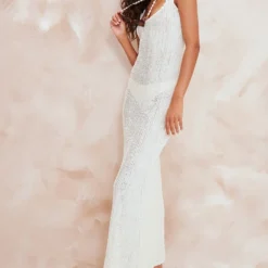 Robe Longue Texturée Crème à Col Rond -Jolie Vêtue Soldes Magasin 63c7fc7e31252d9e536cda80958dab7d763d2c66 cne8733 3