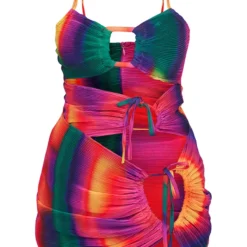 Robe Moulante Multicolore Tie & Dye Plissée à Liens Noués Et Découpes -Jolie Vêtue Soldes Magasin 63d27299fe1baacab5f0ce22c98d215a7279f4b6 cmw9584 6